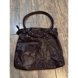 Goldenbleu Women's Black & Brown Patent Leather Tote Bag